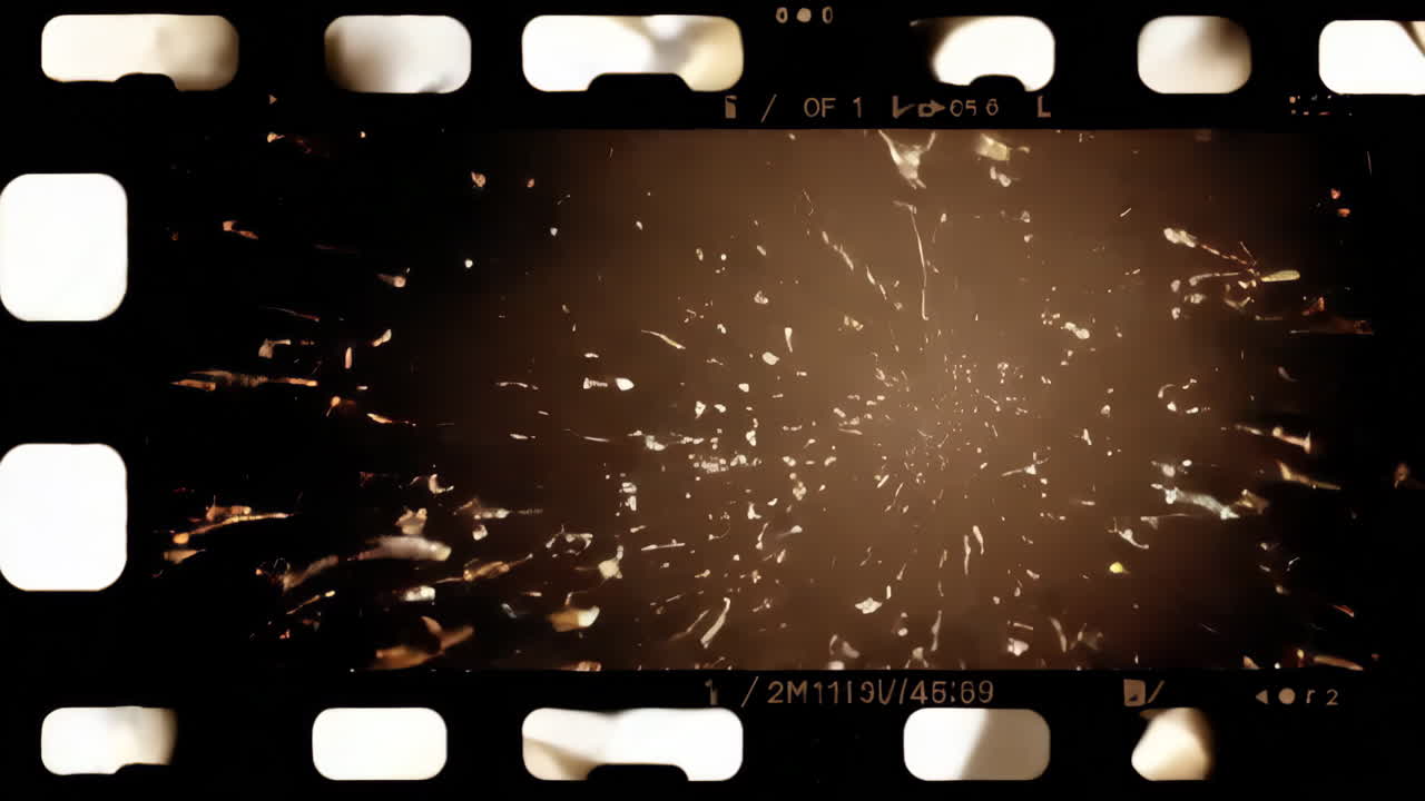 Damaged Film Frame with Abstract Exploding Effect
