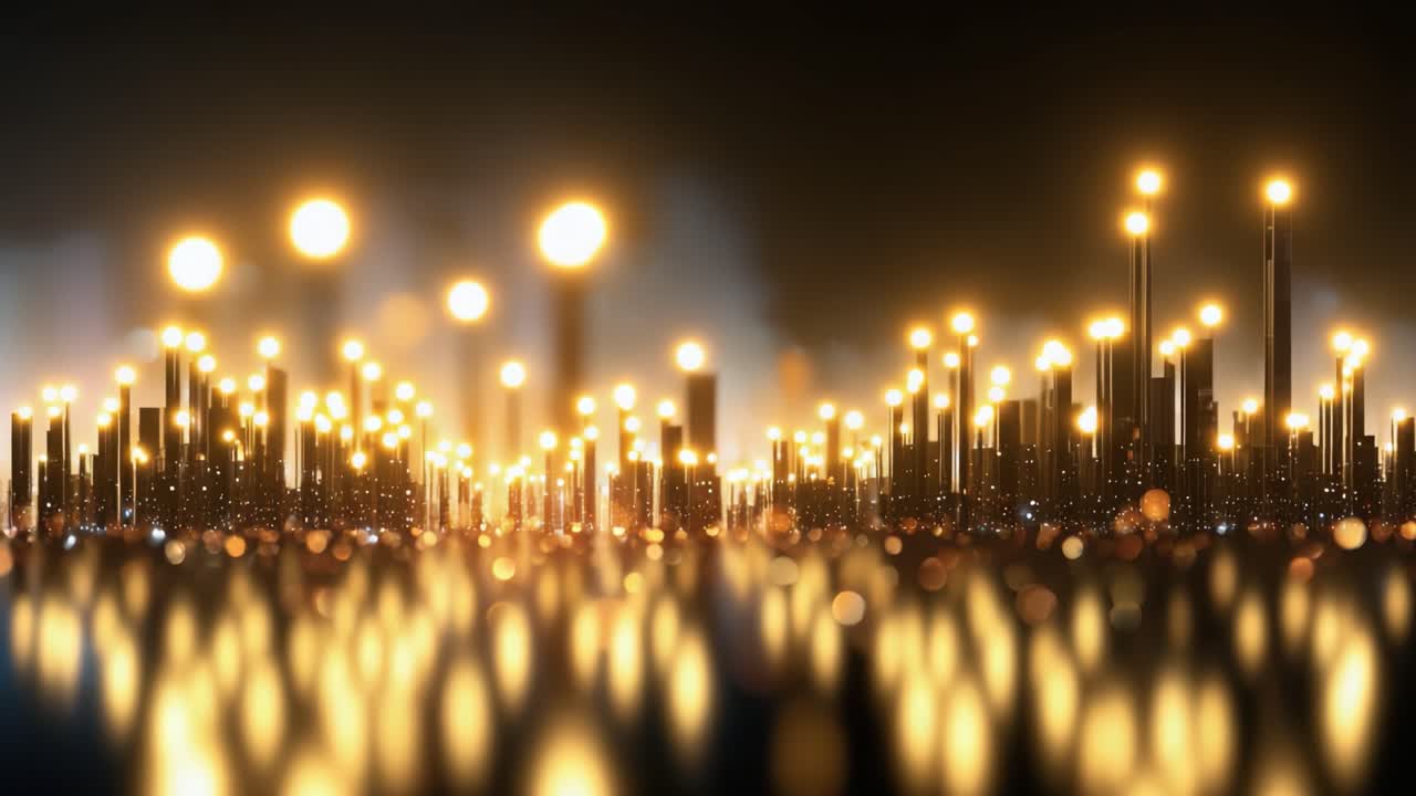 Stunning Abstract Cityscape at Night with Radiant Lights and Reflections Creating a Dreamlike Atmosphere of Urban Elegance and Modern Design Elements