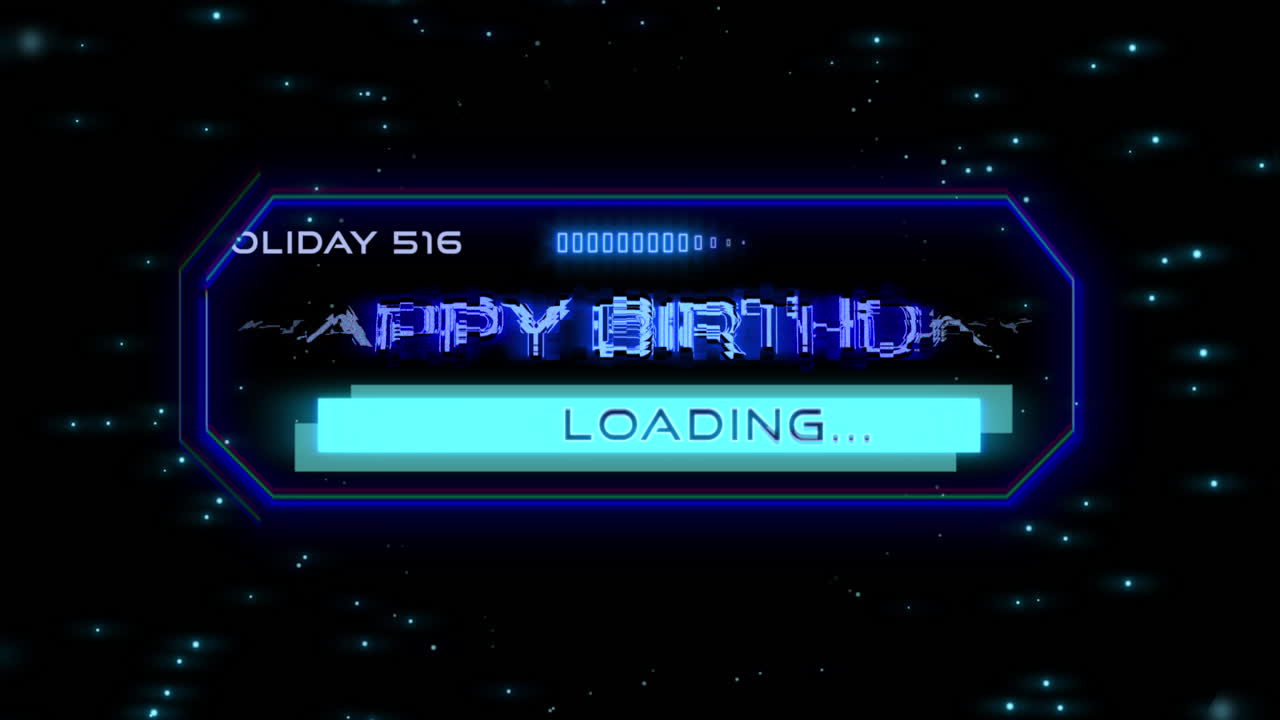 네온 파란색 생일 축하 로딩 표지판 생일파티에 완벽합니다