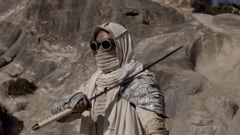 desert warrior woman in steampunk armor