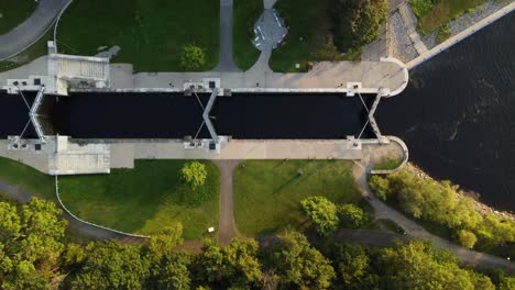 aerial view of ottawa lock gates and surrounding greenery