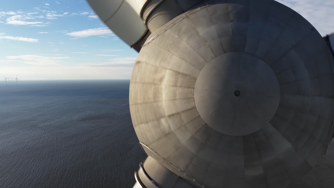 Filmato aereo di droni di turbine eoliche lungo la costa olandese in un paesaggio invernale, che mostra l'energia eolica rinnovabile, la produzione di elettricità sostenibile e le infrastrutture di energia pulita