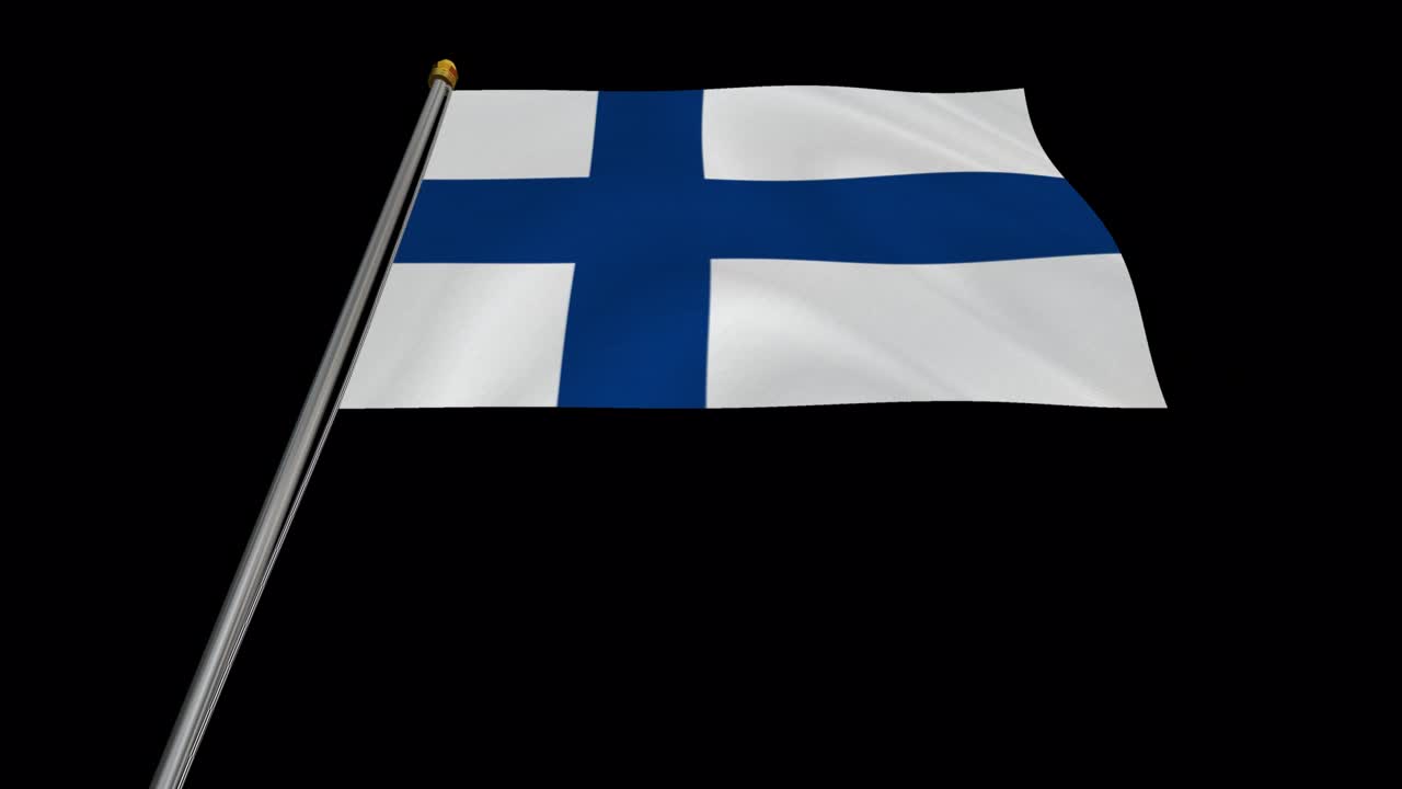 la bandera de finlandia se balancea en el viento - alphachannel_249.mov