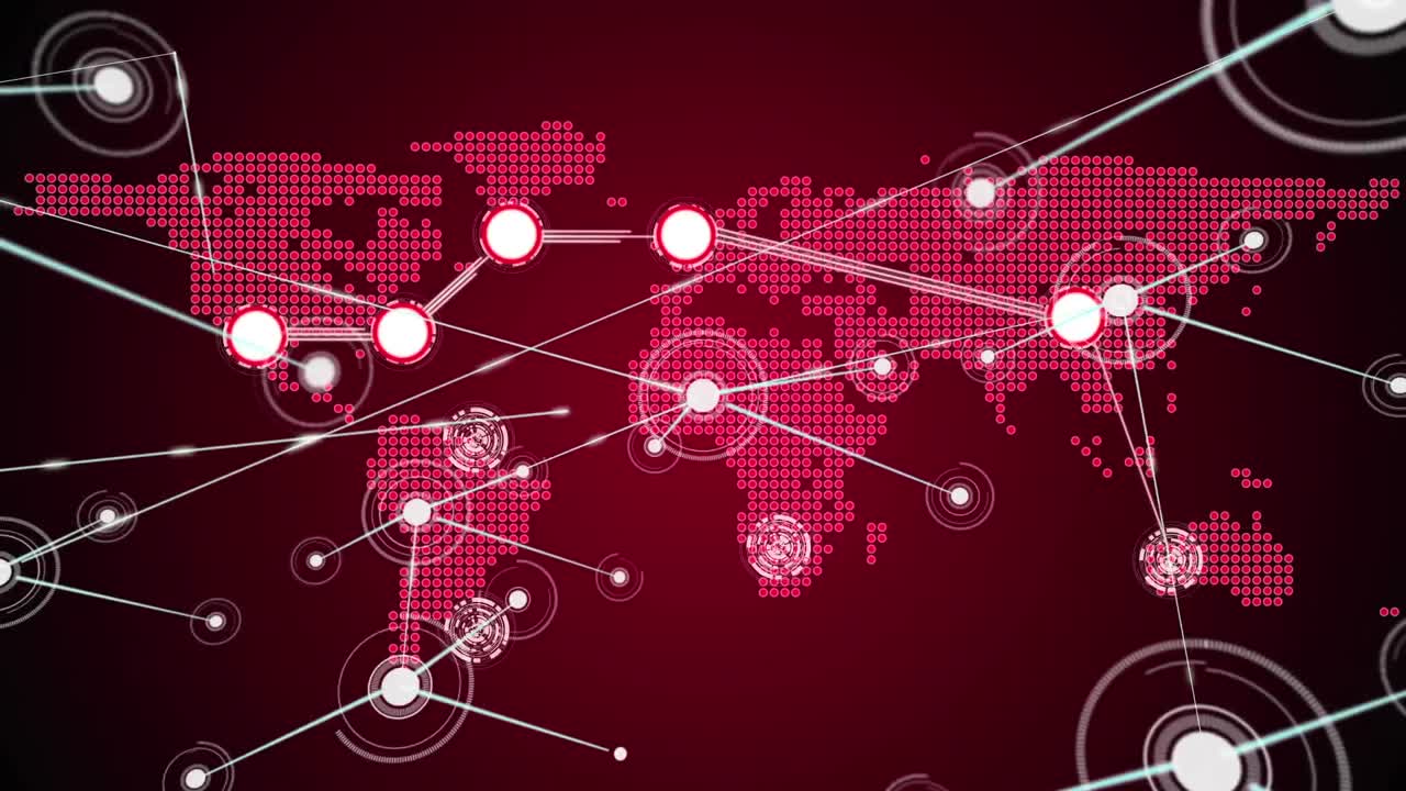 animación del mapa del mundo con redes de conexiones