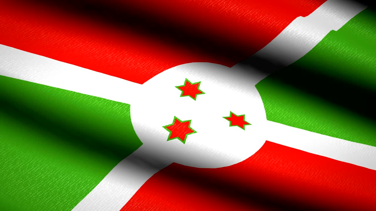 bandera de burundi ondeando fondo textil con textura. animación de bucle sin costuras. pantalla completa. movimiento lento. video en 4k