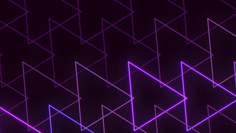 pulse neon purple triangles pattern in rows on black gradient