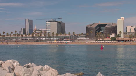 barcelona beach skyline viewed from the port