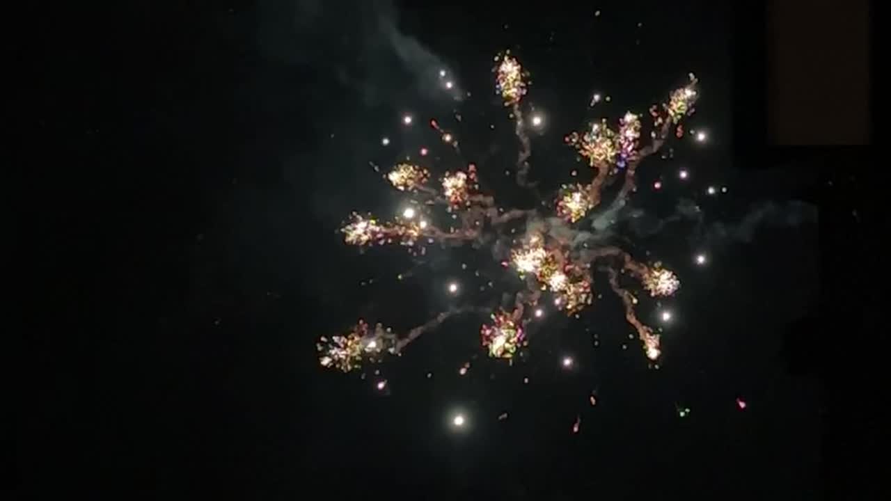 hermosos fuegos artificiales en el cielo nocturno.