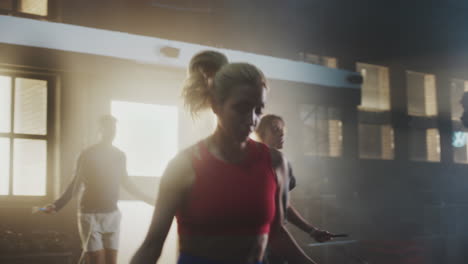 Women Jumping Rope in Gym