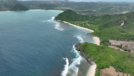 aerial view over beaches on the island of lombok, indonesia