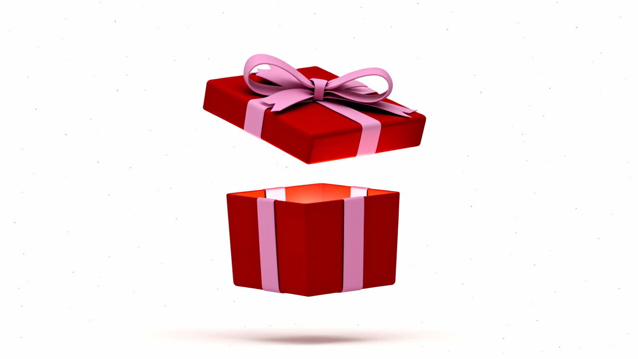 Open Red Gift Box with Pink Ribbon