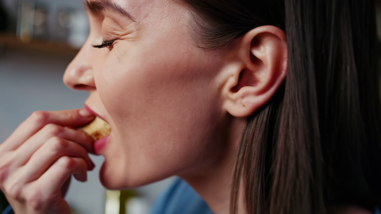 Friends enjoying a meal together in a kitchen