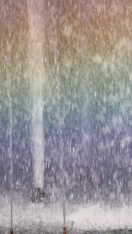 colorful rainbow forms in fountain water spray