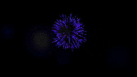 animation of moving shapes and fireworks over black background