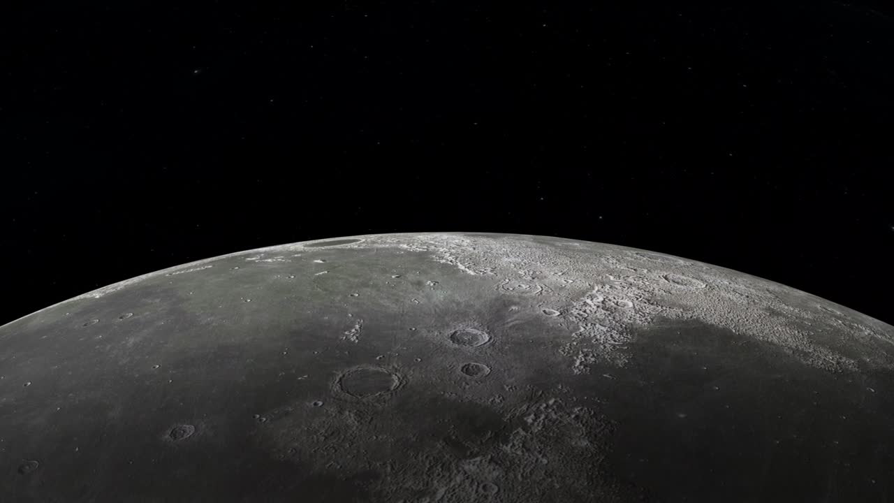 Closeup of Moon rotating on a starry background