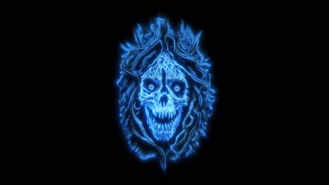Halloween-blue-skeleton-zombie-ghost-loop-in-3840-on-2160-high-resolution