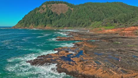 Located-in-the-Cape-Perpetua-Scenic-Area,-just-three-miles-south-of-Yachats-Oregon,-Thor's-Well-is-a-bowl-shaped-hole-carved-out-of-the-rough-basalt-shoreline