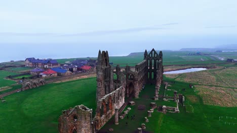 Whitby-Abby-now-derelict-and-formally-a-Benedictine-abbey-and-is-situated-overlooking-the-sea-on-the-East-coast-of-England