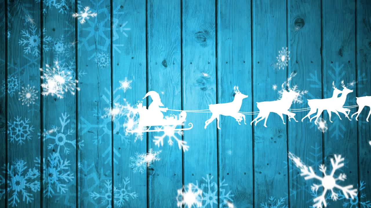 santa claus en trineo tirado por renos