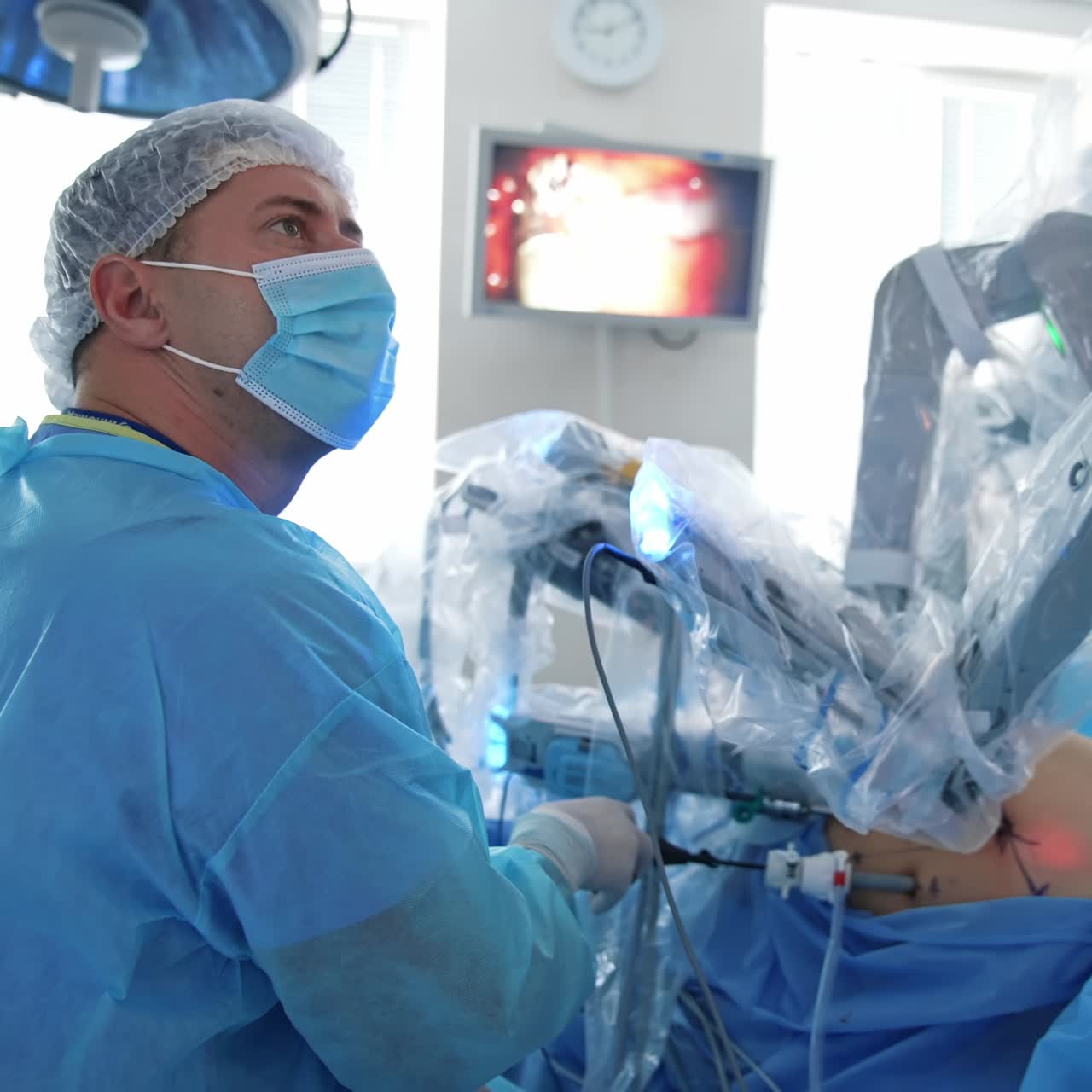 Emergency sterile technology equipment. Modern operating system working in the ward