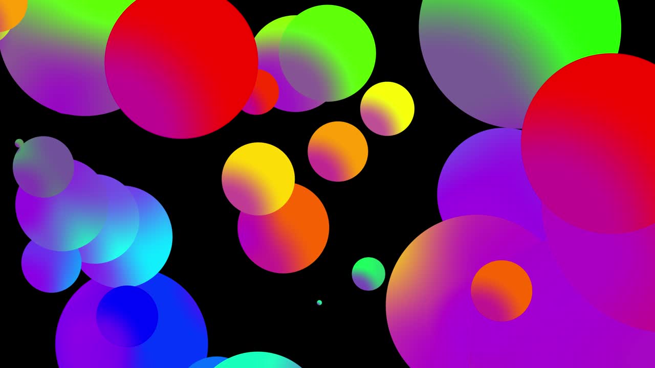 평평한 스타일의 물에 페인트 거품이나 염료 방울과 같은 아름다운 다채로운 공을 가진 4k 루프 추상적인 배경.