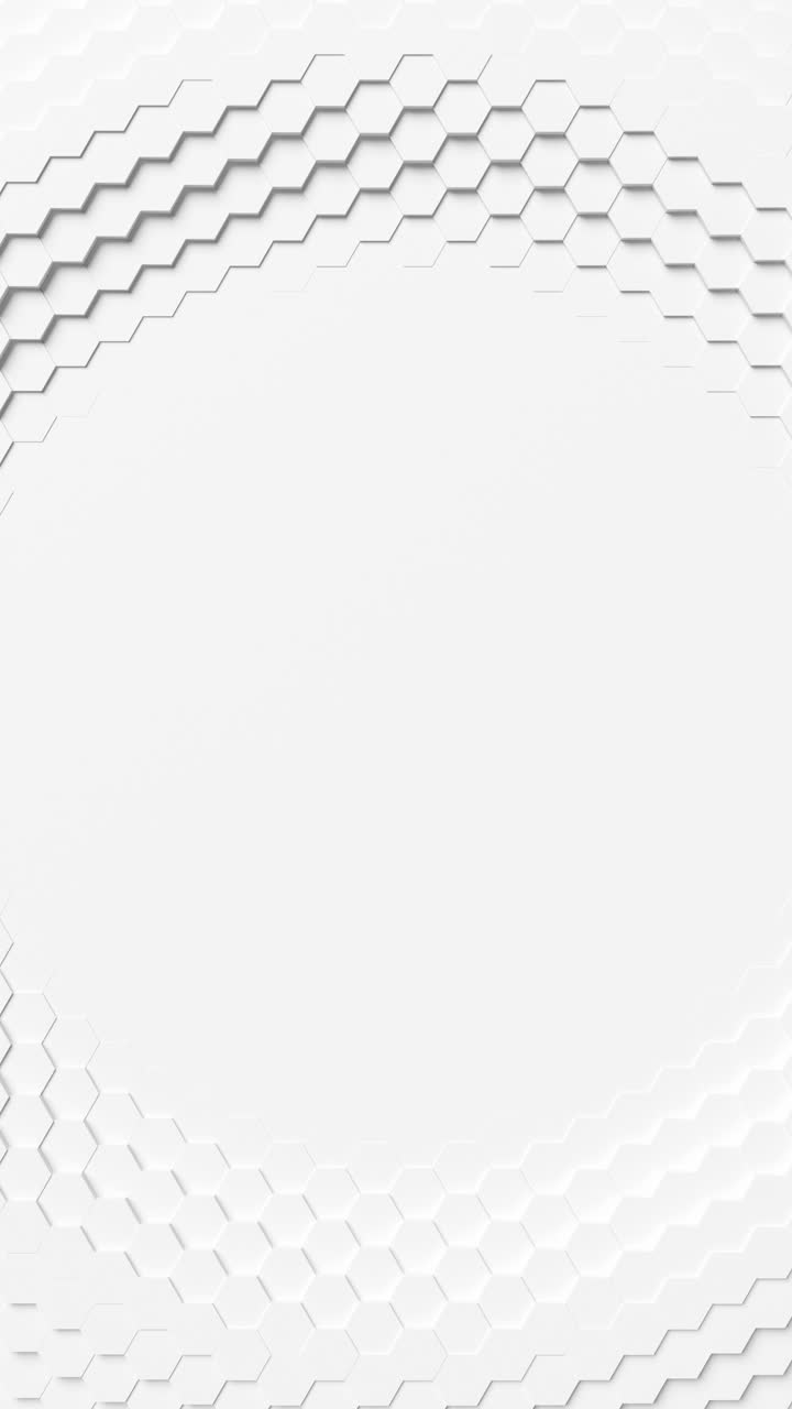 A white circle with a hexagonal pattern surrounding it. Vertical looped animation