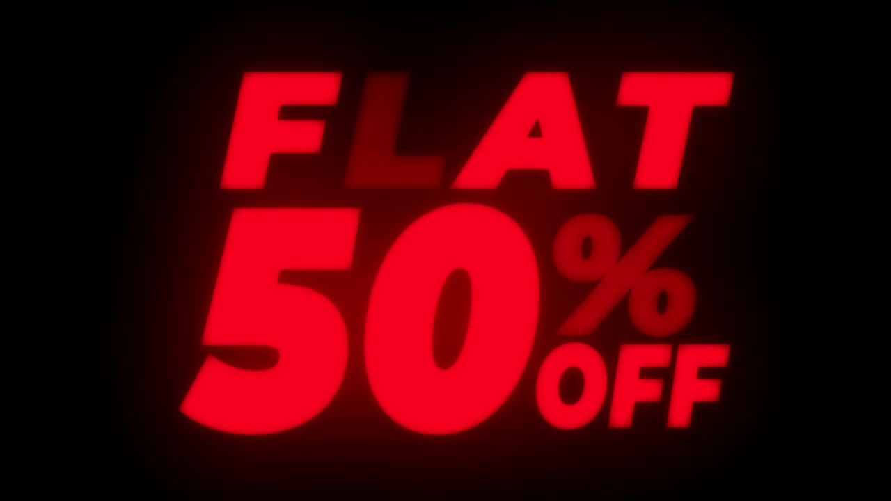 Loop Promozionale con Testo 'Sconto Fisso 50%' ed Effetto Sfarfallio