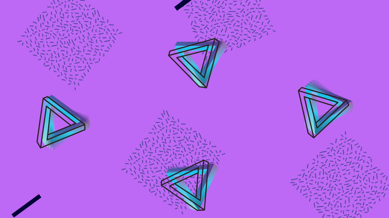 líneas y figuras geométricas en animación de fondo lila