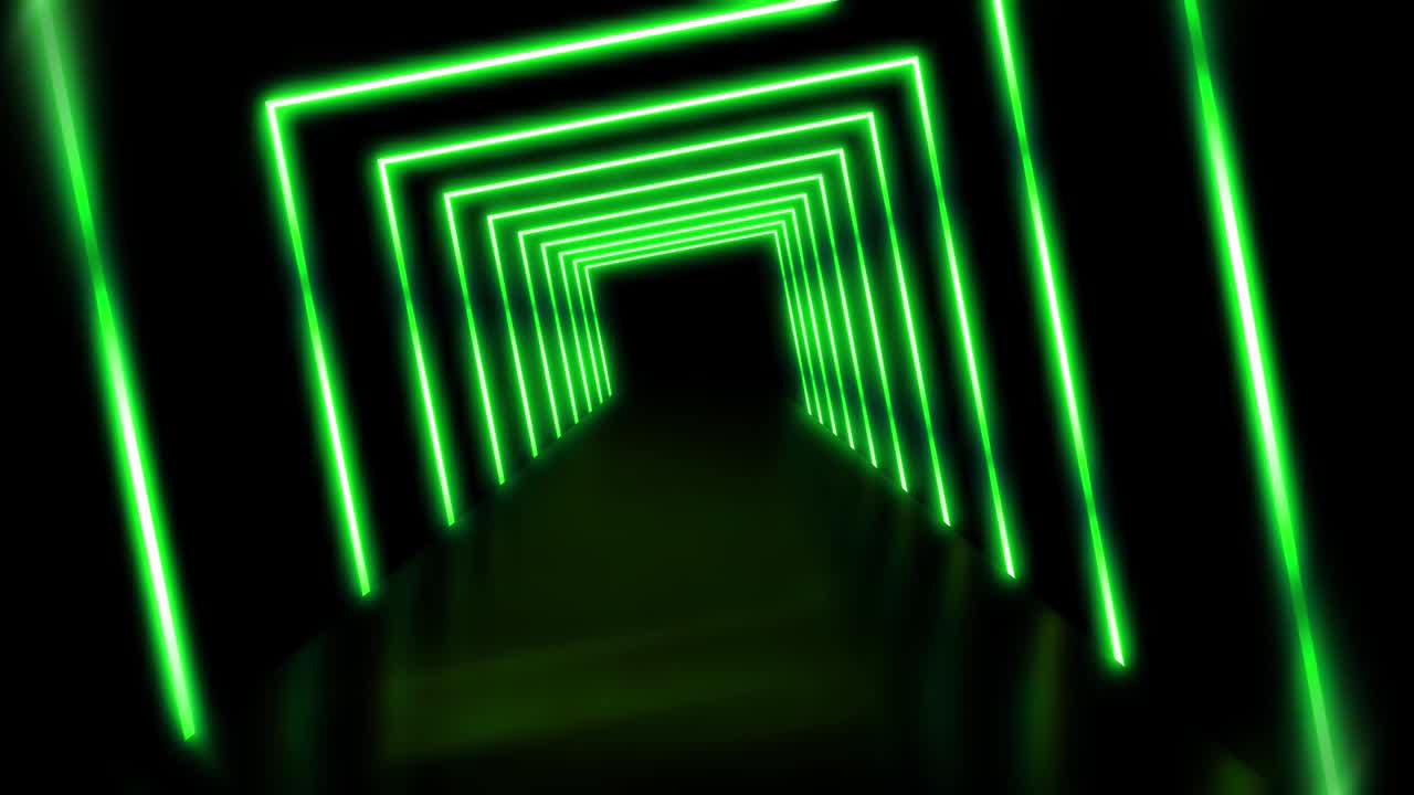 il neon illumina un modello astratto futuristico quadrato - 4k loop