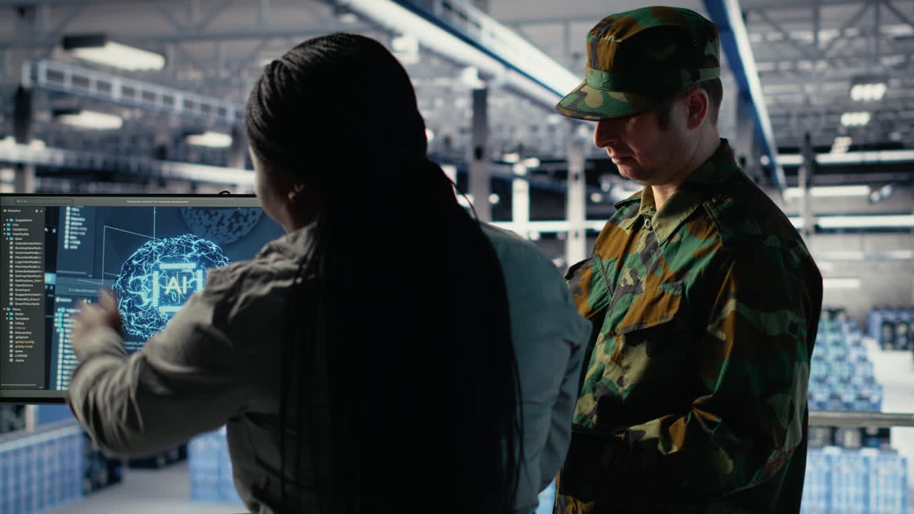 Military Staff In Server Room Uses Ai Tools To Help Manage Computer Systems