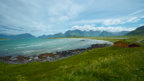 beautiful coastal landscape with mountains in norway