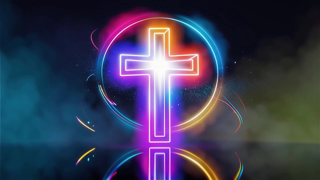 Croce Cristiana Luce Celestiale Sfondo per il Culto.