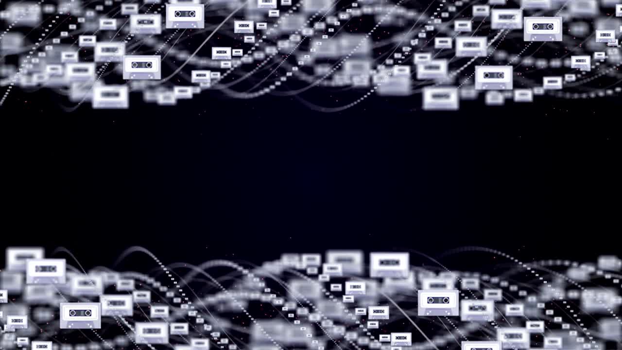 vieja cinta de cassette de música, dispositivo antiguo, animación, representación, fondo, bucle