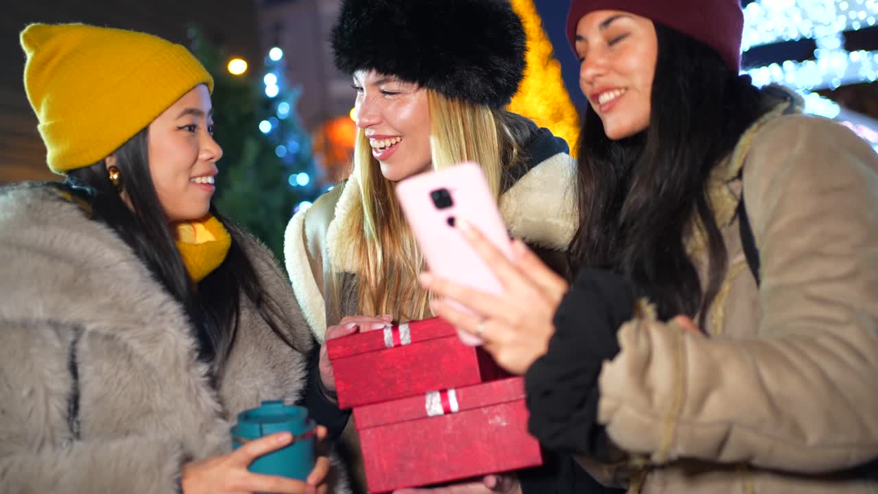Group of women enjoying wintertime