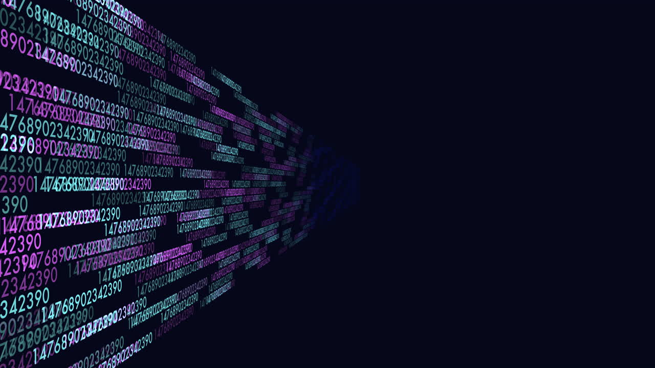 Digital binary code with random neon led numbers on digital screen