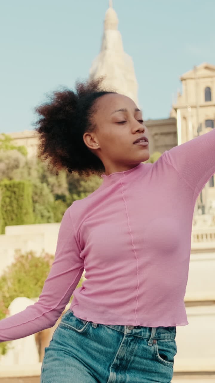 Young Woman Dances at the National Art Museum of Catalonia