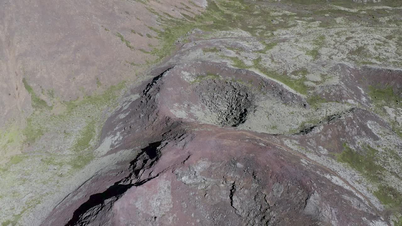 Flyover Eldborg next to Geitafell on famous Reykjanes peninsula