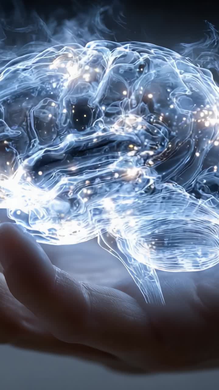 A Visual Representation of the Mind: An Intricate Glimpse into the Complexity of Human Thought Captured in Lights and Shapes in a Hand