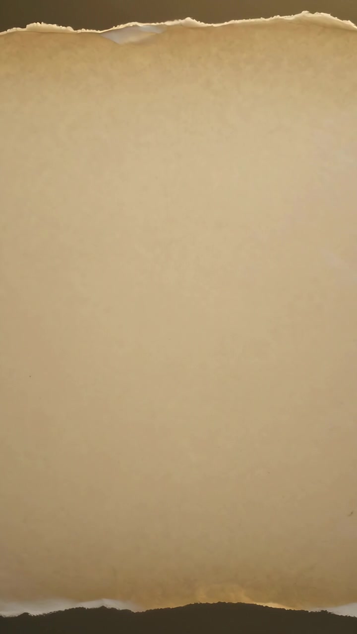Video verticale: La telecamera inizia a riprendere in primo piano un foglio di pergamena beige invecchiato per l'archivio.