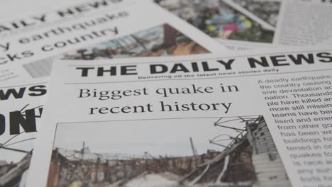 newspaper headline featuring devastation caused by earthquake disaster 7