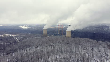 Panning-drone-shot-to-reveal-polluting-power-station