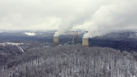 disparo panorámico de drones para revelar una central eléctrica contaminante