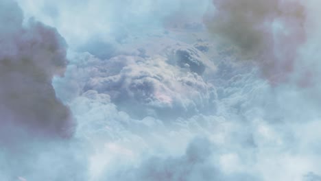 nube cumulonimbus con vuelo en bucle a través de las nubes