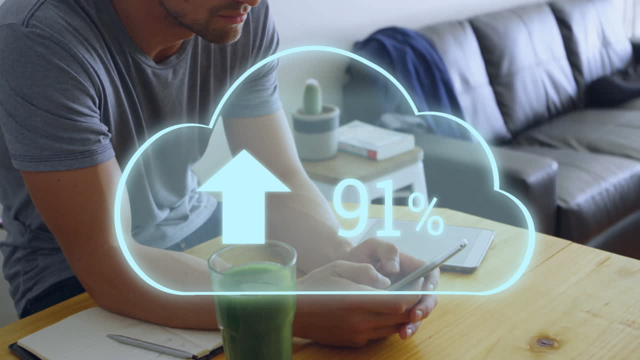 animación de la nube con un número creciente de hombres caucásicos que usan teléfonos inteligentes