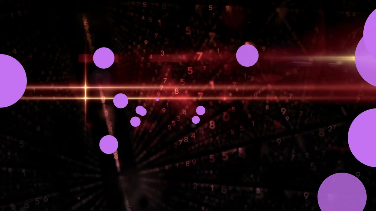 Animazione di punti viola che si muovono su uno sfondo marrone con linee arancioni