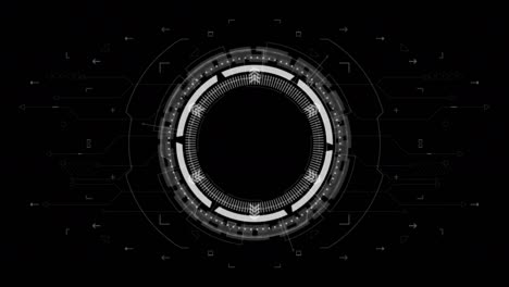 gráfico de movimiento de rotación de círculo blanco con pantalla de cabeza hacia arriba ( hud ui ) interfaz de tecnología y elementos futuristas fondo abstracto canal alfa incluido