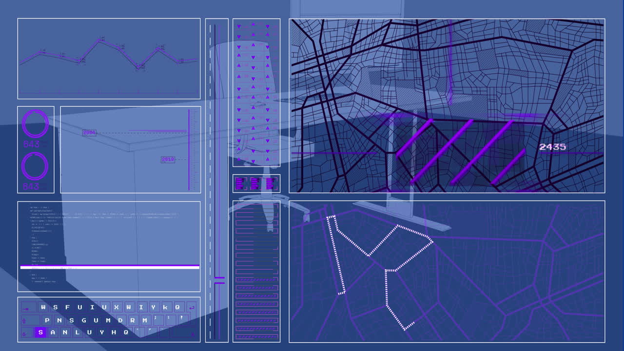 animación del procesamiento de datos en la oficina