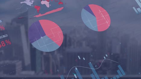 Composición-Digital-Del-Procesamiento-De-Datos-Estadísticos-Contra-La-Vista-Aérea-Del-Paisaje-Urbano