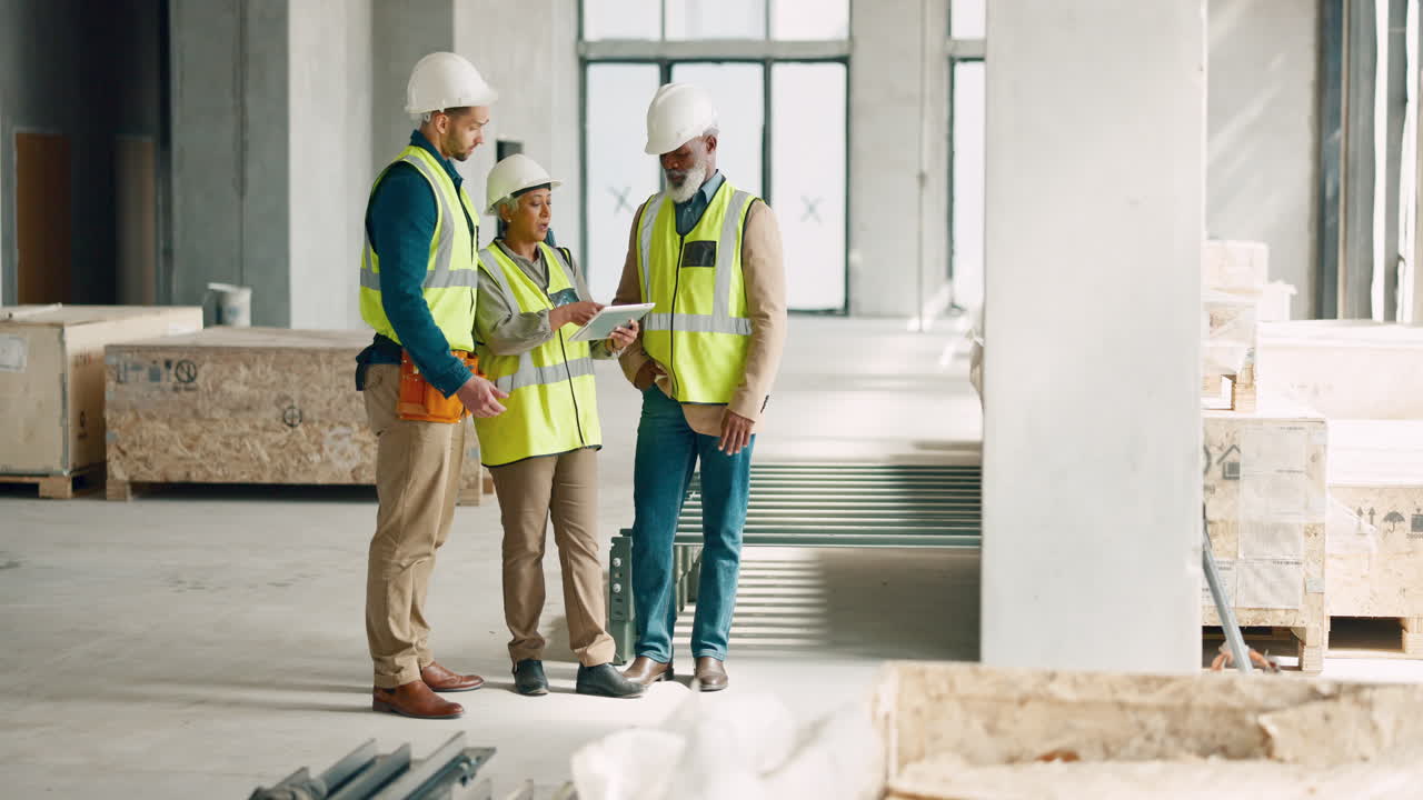 Tablet, site and engineering team working