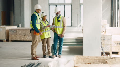 tablet, site and engineering team working